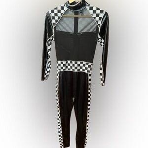 Forplay Race Driver Black Checkerboard Jumpsuit Adult Costume Size Medium